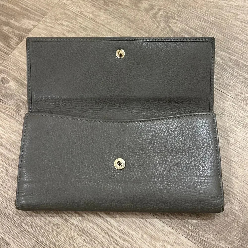 Gucci Continental Bifold Wallet Gray Leather Horsebit Gold‎ Hardware - Picture 12 of 16